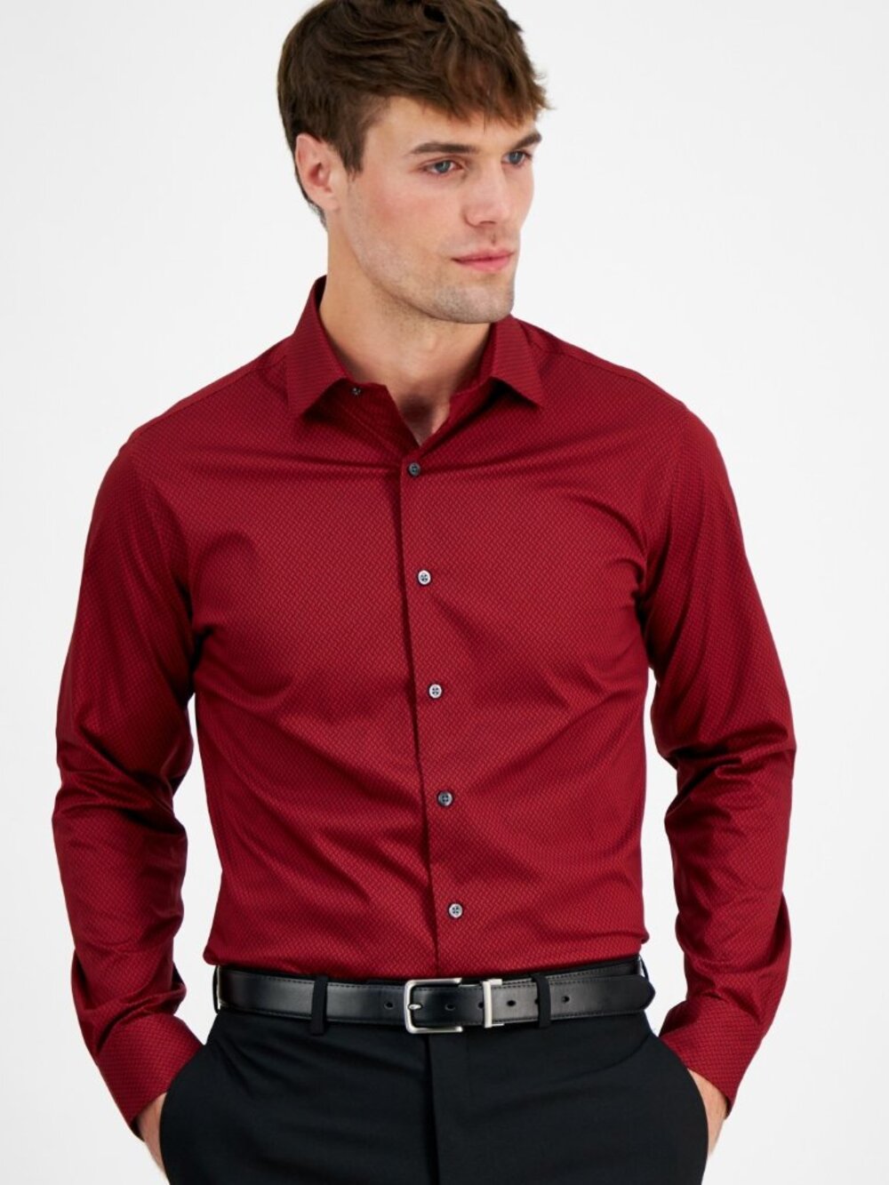 Alfani Men's Slim-Fit Temperature Regulating Geo-Print Dress Shirt.  NWT